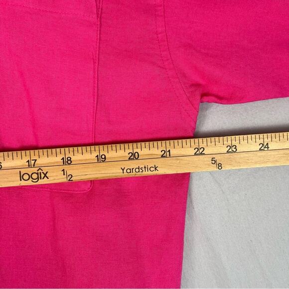 Linen Blend Button Down Tunic Shirt Women Large Pink Relaxed Loft New With Tags - Picture 8 of 8
